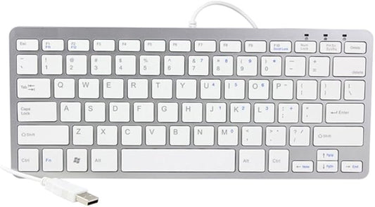 iKKEGOL USB Slim Mini Wired 78 Key Small Super Thin Compact Keyboard for Desktop Laptop PC Win 7 Mac (White)