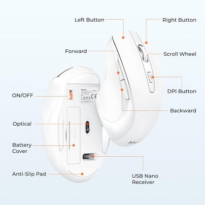 MEETION White Wireless Keyboard and Mouse, 2.4G USB Receiver Plug-and-Play, Computer Keyboard with Wrist Support, 3 Level DPI Mouse, Long Time Lasting Battery for PC/Mac/Windows/Laptop, White