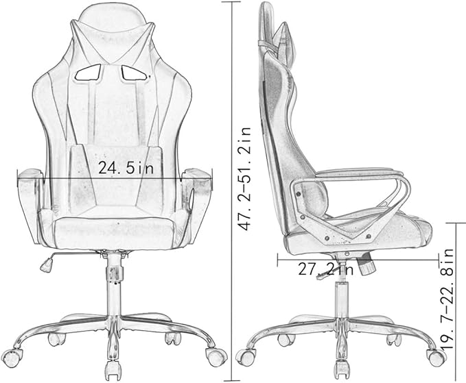 BestOffice High-Back Gaming Office Chair Racing Style Computer Desk Chair Ergonomic Executive Swivel Rolling Chair with Lumbar Support for Women, Men(Red)