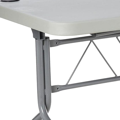 Office Star Resin Multipurpose Flip Training Table with Locking Casters for Home or Office, 4 Feet Light Gray