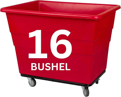 ReadySpace Commercial 16 Bushel Utility Cart with Steel Base, Poly Box Basket Truck, Laundry Cart, and Rolling Trash Bin, 47-Inch x 34.75-Inch x 35.5-Inch, 1000 Pound Weight Capacity, Red