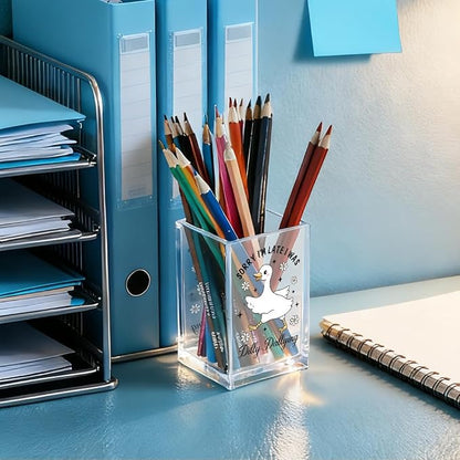 Sorry I'm Late I Was Dilly Dallying Acrylic Makeup Brush Pencil Holder Cup, Funny Silly Goose Pen Holder Cup Gifts for Women Coworker, Cosmetic Organizer for Home Office Desk Accessories