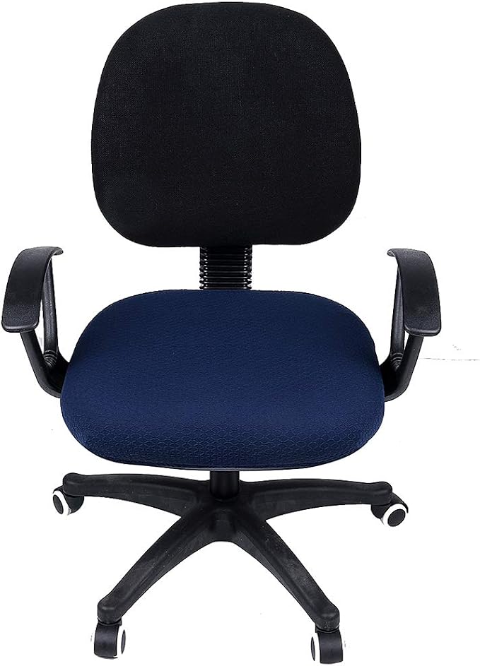 Smiry Stretch Jacquard Office Computer Chair Seat Covers, Removable Washable Anti-dust Desk Chair Seat Cushion Protectors - Navy Blue