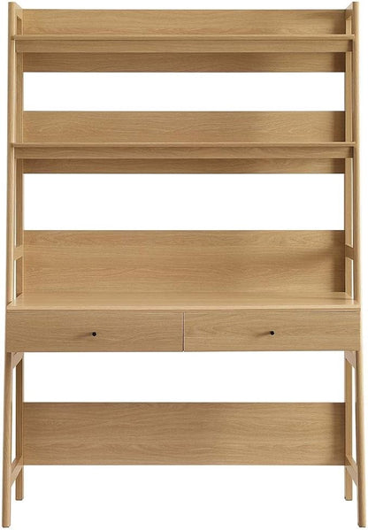 Modway Bixby Home Office Desk with Bookshelf in Oak 18.5 x 49 x 71