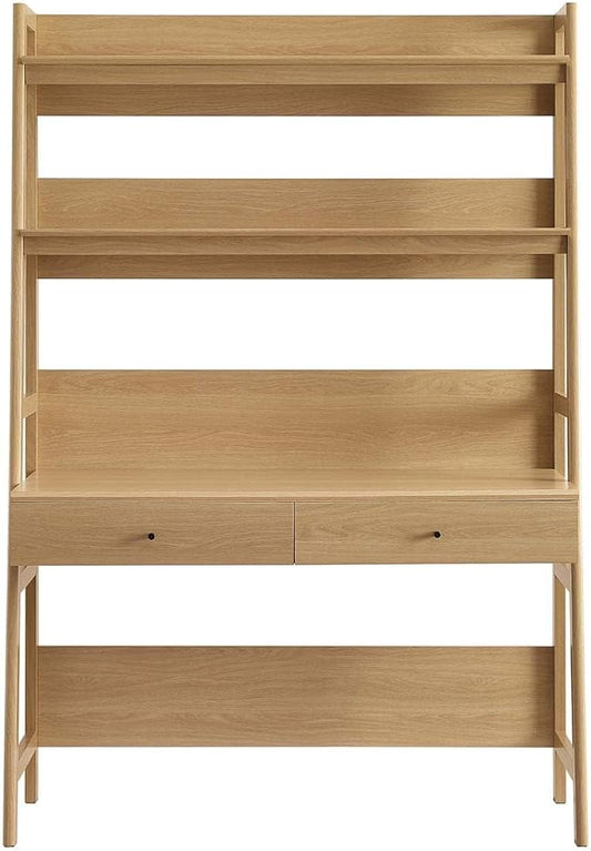 Modway Bixby Home Office Desk with Bookshelf in Oak 18.5 x 49 x 71