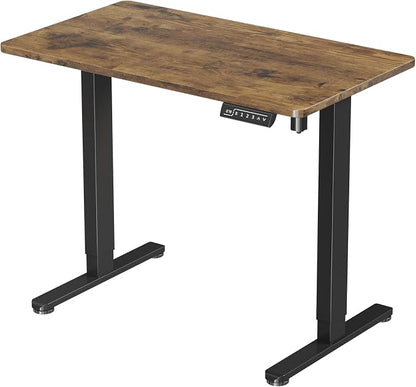 JOY worker Small Electric Standing Desk, 35" x 20" Whole Piece Height Adjustable Desk with Memory Controller, Sit to Stand Desk Workstation for Home Office, Rustic Brown