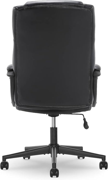 Serta Connor Executive Office Chair, Ergonomic Computer Chair with Layered Body Pillows, Contoured Lumbar, Adjustable Seat Height, Bonded Leather, Black