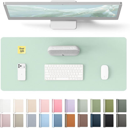 YSAGi Leather Desk Protector, Office Mat, Large Mouse Mat, Non-Slip PU Leather Blotter, Laptop Pad, Waterproof Writing Pad for Office and Home (Pale Green, 23.6" x 13.8")