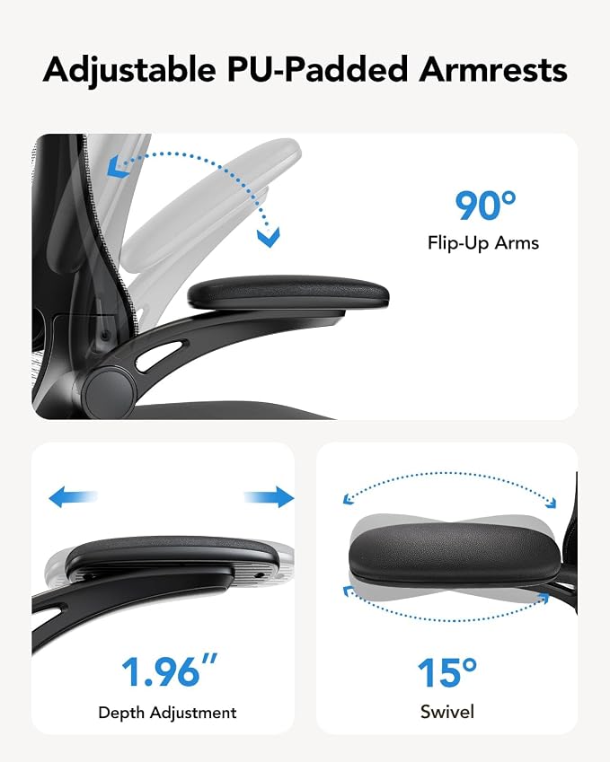 HUANUO Ergonomic Office Chair, High Back Computer Desk Chair with Adjustable Lumbar Support and Headrest, Comfy Gaming Chair with 3D Armrests, Home Office Rolling Chair, Max Load 300 lbs, Pack of 4