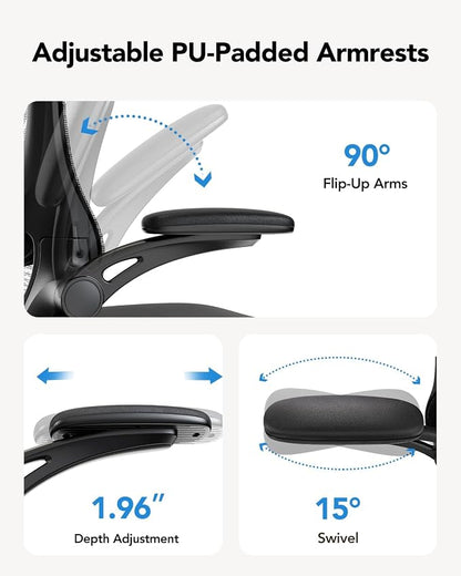 HUANUO Ergonomic Office Chair, High Back Computer Desk Chair with Adjustable Lumbar Support and Headrest, Comfy Gaming Chair with 3D Armrests, Home Office Rolling Chair, Max Load 300 lbs, Pack of 10