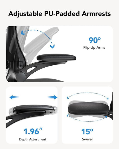 HUANUO Ergonomic Office Chair, High Back Computer Desk Chair with Adjustable Lumbar Support and Headrest, Comfy Gaming Chair with 3D Armrests, Home Office Rolling Chair, Max Load 300 lbs, Pack of 15