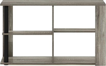Furinno Romain Narrow End Table with Shelves, French Oak/Black