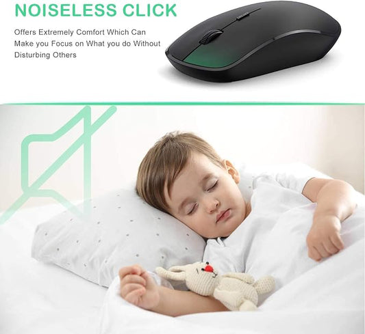 JOYACCESS Wireless Mouse for Laptop, J 2.4G Slim Portable Wireless Silent Mouse, 5 Adjustable DPI, Computer Mouse Wireless with USB Receiver for Desktop,PC,Notebook,MacBook,Chromebook (Black)