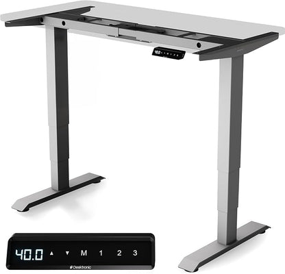 Desktronic Height Adjustable Standing Desk Frame — Ergonomic Sit Stand Desk Frame, Electric Dual Motors 353 lbs, USB & USB-C Charging, Wobble-Free, Touchscreen, 3 Memory Presets, Anti-Collision