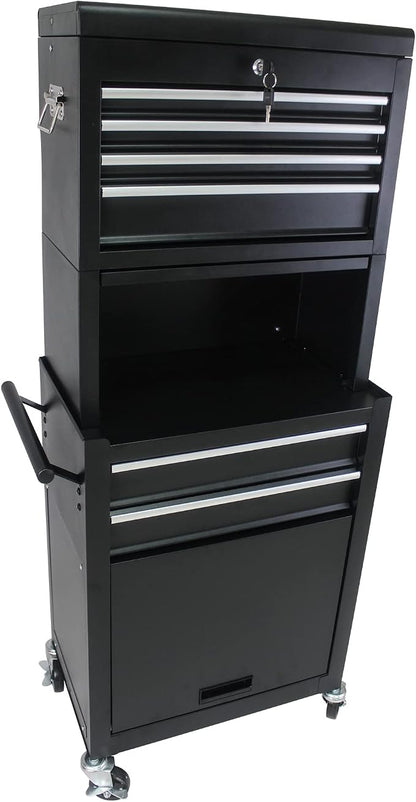 RYH 6 Drawers Rolling Tool Chest & Tool Box on Wheels | Heavy Duty Metal Cart with Ball Bearing Drawers | Fits US General Tool Box for Garage Storage (Black, 6 Drawers 3 in 1/51.99" H × 20.87" W)
