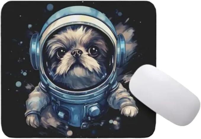 Mouse Pad Astronaut Dog in Space Mouse Pad Puppy floating in Space for Home Office Work Desk Computer Desktop Laptop for Dog Lovers (Shih Tzu)