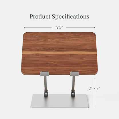 Branch Adjustable Laptop Stand - Portable Wooden Laptop Riser with Customizable Height & Angle - Foldable - Secure Silicon Grips for Home or Office - Walnut