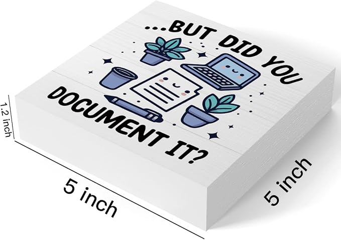 mmiishe But Did You Document It Cute Office Desk Decor Desk Accessories | Funny Office Wood Box Sign for Women Coworkers Friend Home Rustic Farmhouse Square Table Decor Sign for Shelf 5 x 5 Inches