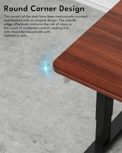 Standing Desk, Height Adjustable Electric Stand up Desk, 48 x 24 Inches Sit Stand Home Office Desk with Splice Board, Black Frame/Walnut Top
