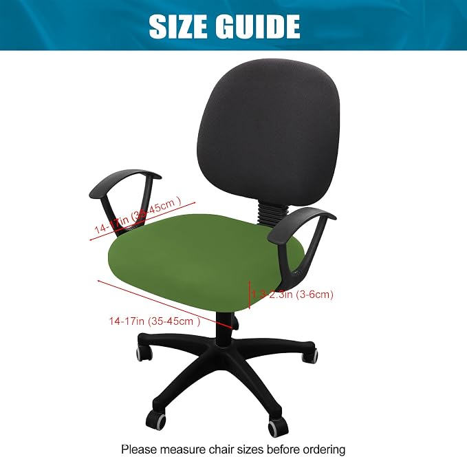 Smiry Printed Office Computer Chair Seat Covers, Stretch Fit Universal Desk Rotating Chair Cover Washable Removable Seat Cushion Protectors - Olive Green