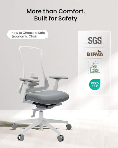 ProtoArc Ergonomic Office Chair - Flexer Pro Mesh Desk Chair with Lumbar Support for Women, Slide Seat & 4D Armrests, Tilt Lock | Stylish & Comfortable for Home Office, Computer Work - White