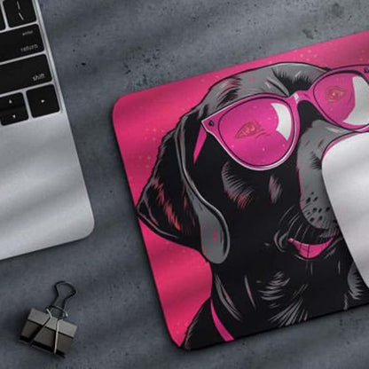 Pink Mousepad Glamour Dog Labrador Retriever Mouse Pad for Home Office Gaming Working Desk Computer Desktop Accessories Non-Slip Rubber Mousepad for Dog Lovers