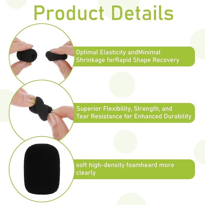 10 Pack Mini Size Lapel Headset Microphone Windscreen Foam Cover, High Density Mic Headset Cover Mini Size Foam Microphone Windscreen for Headset Lavalier Microphones Noise Reduction(Black)