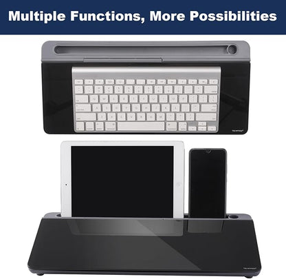 TSJ OFFICE Desktop Whiteboard Dry-Erase-Board - Computer Keyboard Stand White Board Surface Pad with Drawer, Desk Organizers with Accessories for Office, Home, School Supplies - Black＆Grey