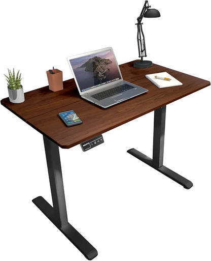 Mount-It! Motorized Standing Desk 40x24 – Height Adjustable Sit to Stand Desk for Home Office, Compact Ergonomic Workstation with Memory Presets, Black Frame with Hazelnut Woodgrain Top