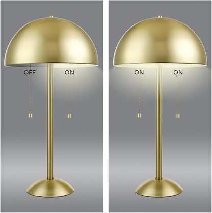 Globe Electric 12976 Haydel 21" 2-Light Table Lamp, Matte Brass, Double On/Off Pull Chain
