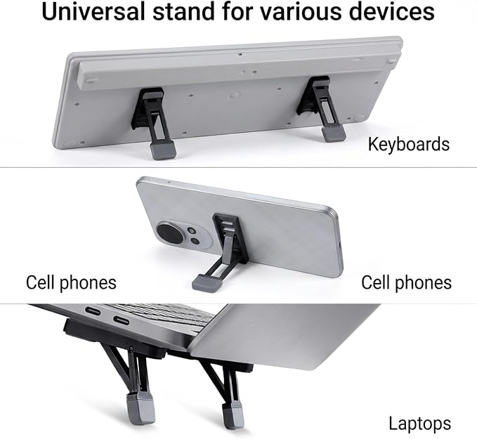 2PCS Keyboard Riser Tilt, Foldable Keyboard Riser Stand for Desk, Adjustable Mini Portable Laptop Feet with Anti-Slip Pads Three Tilt Angle for Most Keyboards Office Accessories (Black)