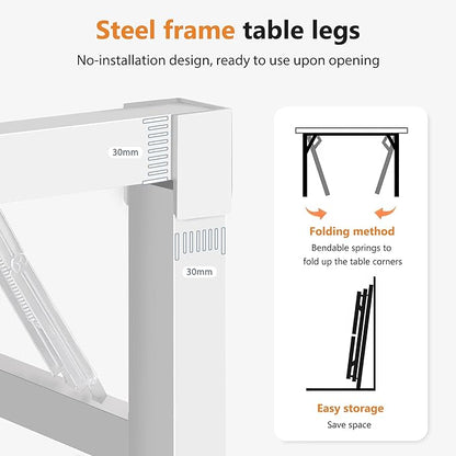 DlandHome 47 inches Folding Table Computer Desk Portable ActivityTable Conference Table Home Office Desk, Fully Assembled Teak and White DND-ND5-120TW