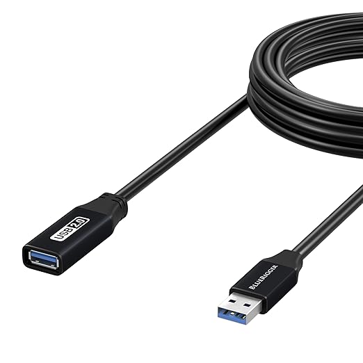 BlueRigger 2.0 Active USB Extension Cable 25FT (USB Extender Cord, 480 Mbps, Male to Female) Long USB Extension Cord for Webcam, VR Headset, Printer, Hard Drive, Keyboard, Mouse