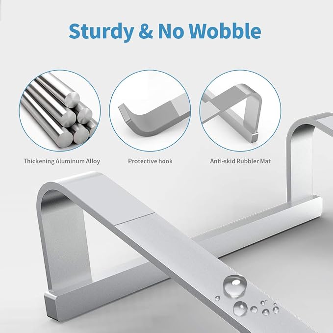 LENRUE Laptop Stand for Desk，Stable MacBook Pro Stand，Ergonomic Aluminum Computer Riser for 12 13 15 16.2 inch ，Computer Cooling Stand for Mac MacBook Pro Air,HP, Dell, More PC Notebook (Silver)