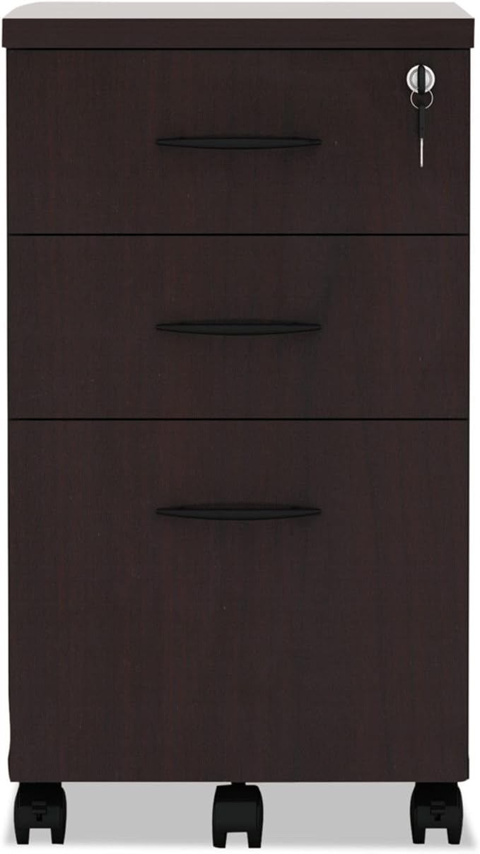 Alera ALE Valencia Mobile B/B/F Pedestal File, 15 7/8w x 20 1/2d x 28 3/8h, Mahogany