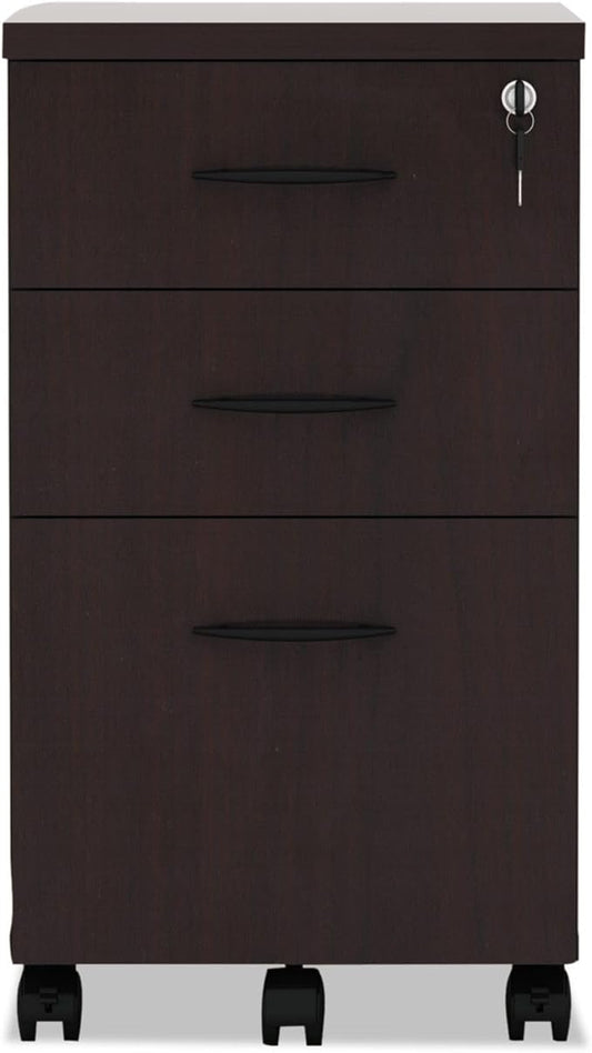 Alera ALE Valencia Mobile B/B/F Pedestal File, 15 7/8w x 20 1/2d x 28 3/8h, Mahogany