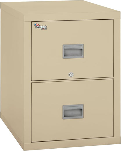 FireKing Patriot Vertical 2 Drawer Legal and Letter Fire Safe File Cabinet with Key Lock, 1 Hour Fire Rated, UL Rated & Water Resistant Home Safe, Made in the USA, Parchment