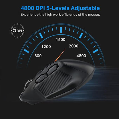 E-YOOSO Large Wireless Mouse for Big Hands, X-31 Cordless Ergo Computer Mouse, 6 Buttons, 5-Level 4800 DPI, 18 Months Battery Life, for Laptop, PC, Chromebook (Black)