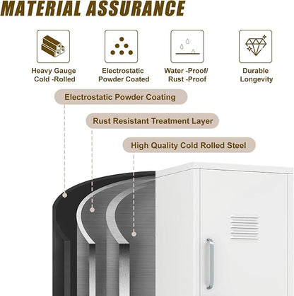 erosoei 47.24" H Metal Locker Storage Cabinet, Office Locker with 3 Adjustable Shelves, Steel Cabinet with 1 Door, High Legs Organizer for Home Office, Kitchen, Living Room, Bedroom and Bathroom