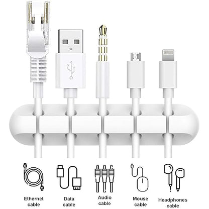INCHOR White Cable Clips, Cord Organizer Cable Management, Cable Organizers USB Cable Holder Wire Organizer Cord Clips, 2 Packs Cable Straps for Desk Car Home and Office (5, 3 Slots)