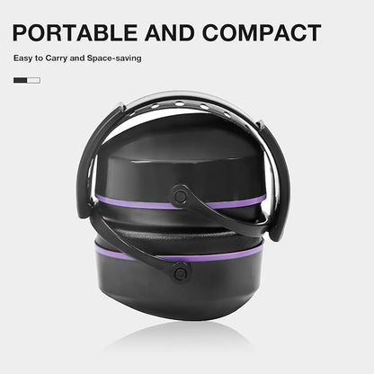 LYSIAN 31dB Hearing Protection Earmuffs, Foldable Adjustable Safety Ear Muffs for Shooting, Construction, Lawn Mowing, Adults