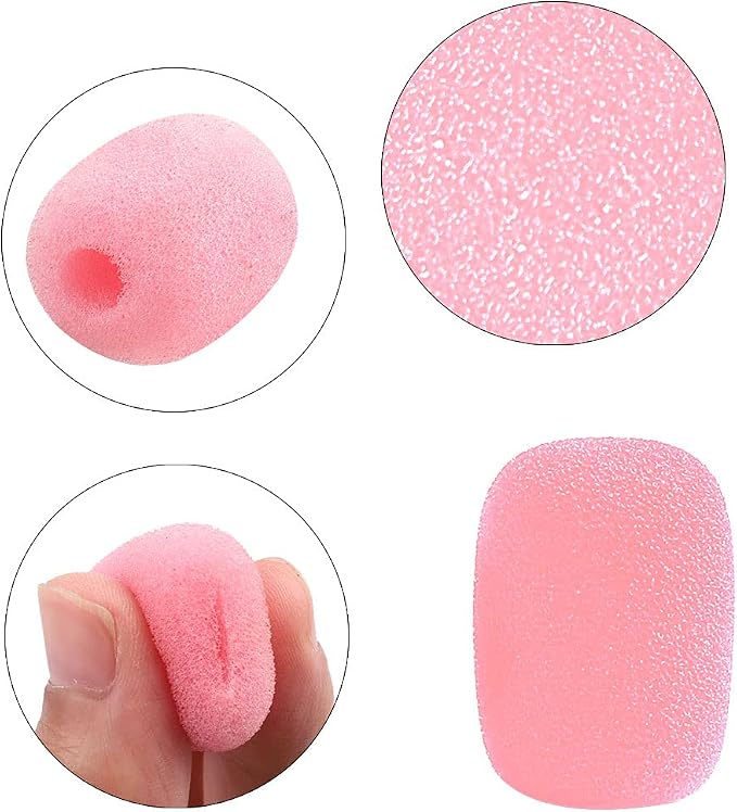 SUMAJU 10 Pack Lapel Headset Microphone Windscreen,Christmas Stocking Stuffers Microphone Sponge Foam Cover Mini Size Lavalier Microphone Windscreen for Variety of Headset Microphone, Pink