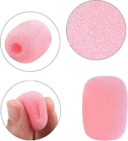 SUMAJU 10 Pack Lapel Headset Microphone Windscreen,Christmas Stocking Stuffers Microphone Sponge Foam Cover Mini Size Lavalier Microphone Windscreen for Variety of Headset Microphone, Pink