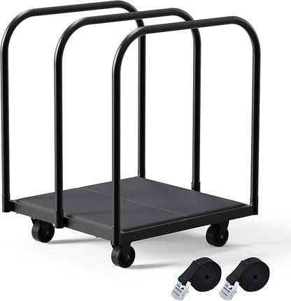 3 Pole Soft Platform Folding Table Cart-Soft Flatbed Panel Cart with 4Inch Swivel Caster 8PCS Folding Table Storage Capacity Soft Platform Truck with 2PCS Straps to Store&Move Lumber,Plywood,Box