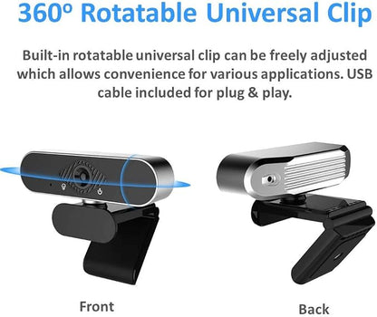 Webcam 1080P HD with Microphone & Privacy Cover, USB Web Cam with Live Streaming HD Video for Mac, PC, Computer and Laptop, Wide Angle Lens 1080P Web Camera with 360 Degree Flexible Mount