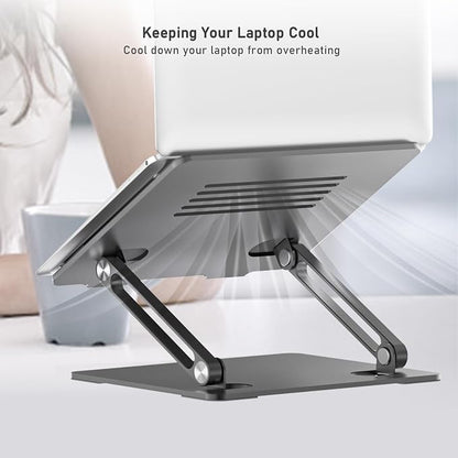 BoYata Laptop Stand, Adjustable Laptop Riser Ergonomic Computer Stand for Desk, Laptop Holder Compatible for MacBook Pro/Air, Surface Laptop and Other Laptops up to 15 Inches-Space Gray