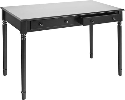SEI Furniture - Writing 2-drawer Desk- Satin Black - Transitional Design, Black Finish - Ideal for Home Office, Bedroom (HO8801)