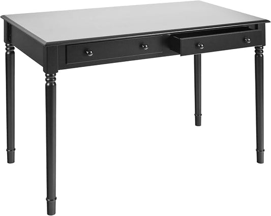 SEI Furniture - Writing 2-drawer Desk- Satin Black - Transitional Design, Black Finish - Ideal for Home Office, Bedroom (HO8801)