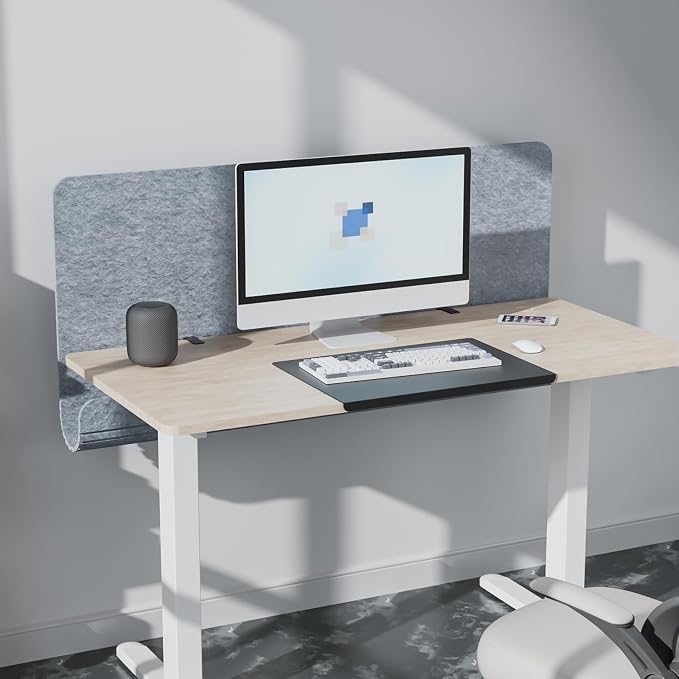 Desk Privacy Panel with Wire Management, 47.2 x 22.5 inch Sound Absorbing Felt Cubicle Desk Divider with Hidden Cord Organizer, Clamp or Screw Mount, Acoustic Partition for Office & Home