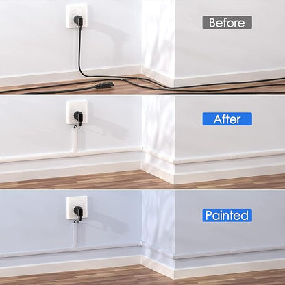 Yecaye Cord Hider, 125In Cord Covers for Wall Mounted TV, White Cable Management Kit, Wire Hiders and Concealer for 3 Cords on Wall, W0.98in H0.51in, White